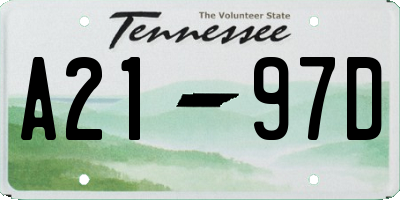 TN license plate A2197D