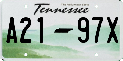 TN license plate A2197X