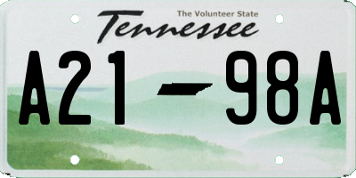 TN license plate A2198A