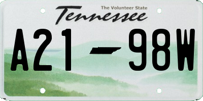 TN license plate A2198W