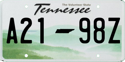 TN license plate A2198Z