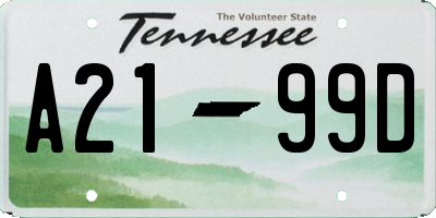 TN license plate A2199D