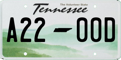 TN license plate A2200D