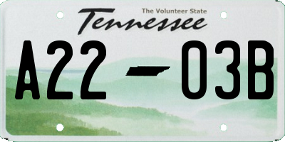 TN license plate A2203B
