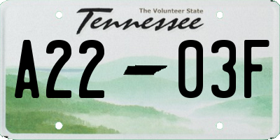 TN license plate A2203F