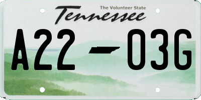 TN license plate A2203G