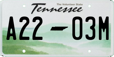 TN license plate A2203M