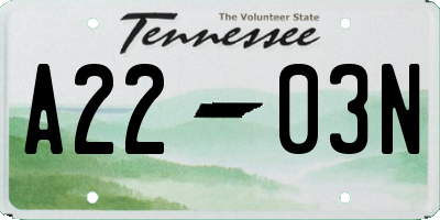 TN license plate A2203N