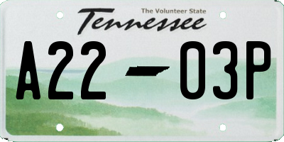 TN license plate A2203P
