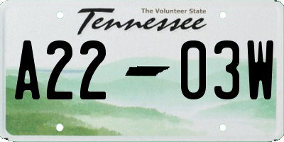 TN license plate A2203W