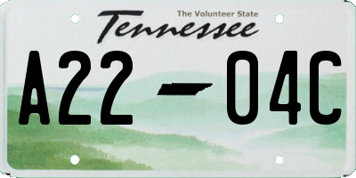TN license plate A2204C