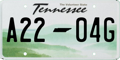 TN license plate A2204G