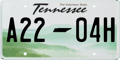 TN license plate A2204H