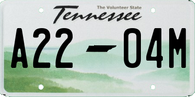 TN license plate A2204M