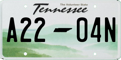 TN license plate A2204N