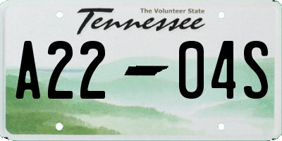 TN license plate A2204S