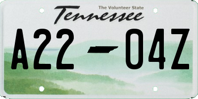 TN license plate A2204Z
