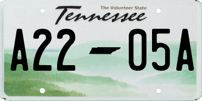 TN license plate A2205A