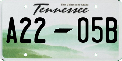 TN license plate A2205B