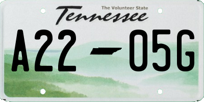 TN license plate A2205G