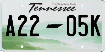 TN license plate A2205K