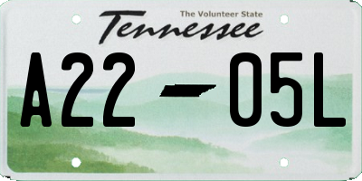 TN license plate A2205L