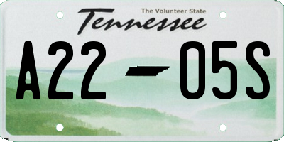 TN license plate A2205S