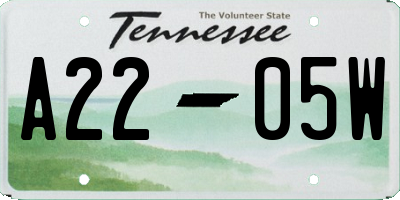 TN license plate A2205W