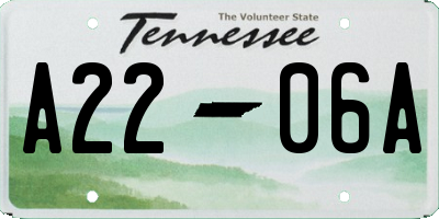 TN license plate A2206A