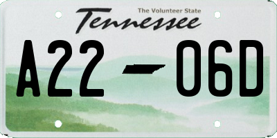 TN license plate A2206D