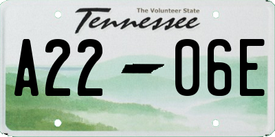 TN license plate A2206E