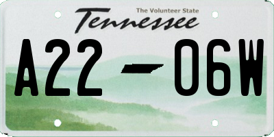 TN license plate A2206W