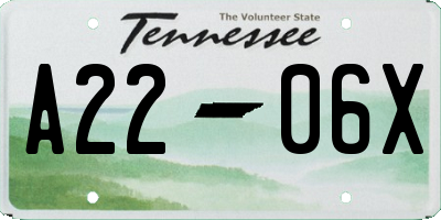 TN license plate A2206X
