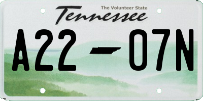 TN license plate A2207N