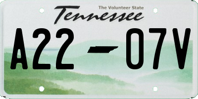 TN license plate A2207V