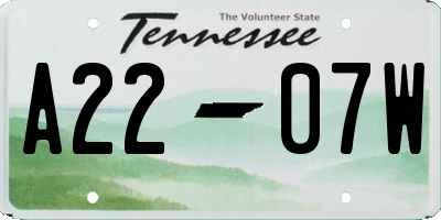 TN license plate A2207W