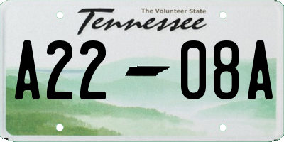 TN license plate A2208A