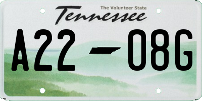 TN license plate A2208G