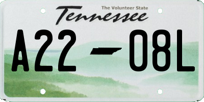 TN license plate A2208L