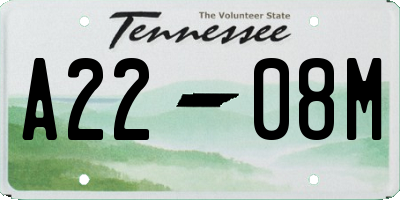 TN license plate A2208M