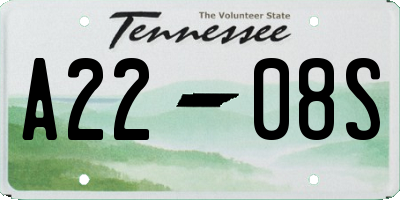 TN license plate A2208S
