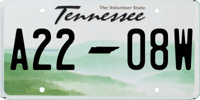 TN license plate A2208W