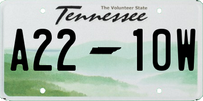 TN license plate A2210W