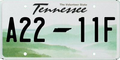 TN license plate A2211F