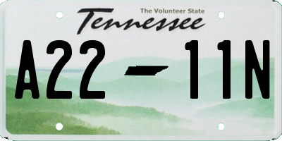 TN license plate A2211N