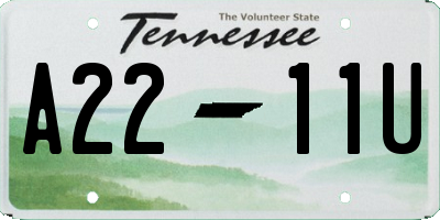TN license plate A2211U