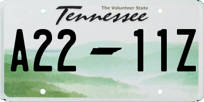 TN license plate A2211Z