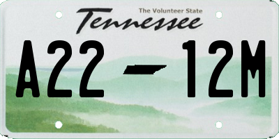 TN license plate A2212M