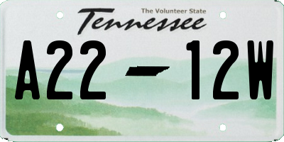 TN license plate A2212W