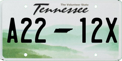 TN license plate A2212X